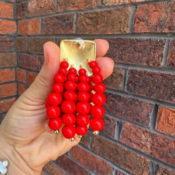 Zara Red Cascade Beaded Earrings - Picture 5 of 5